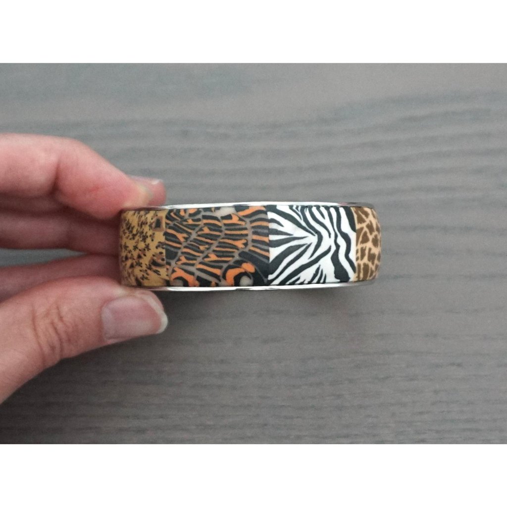 African Animal Print Silver Magnetic Bracelet